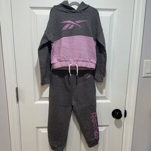 Reebok Kids Charcoal and Lavender Jogger Set